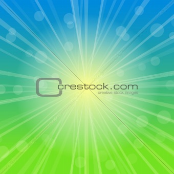 Sky Abstract Blurred Background with Rays of Sunshine. Vector Illustration