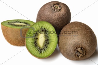four ripe kiwi