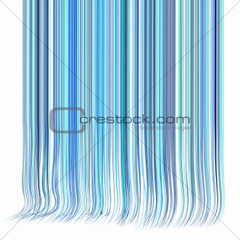 3d render multiple wavy hair lines in different blue purple on w