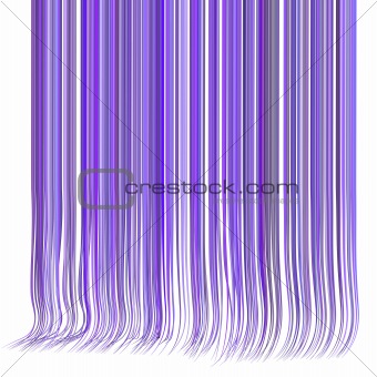 3d render multiple wavy hair lines in different purple on white