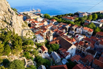 Panoramic View of Omis and Holy Spirit Church, Croatia