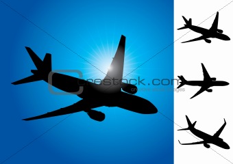 Three airplanes vector illustration