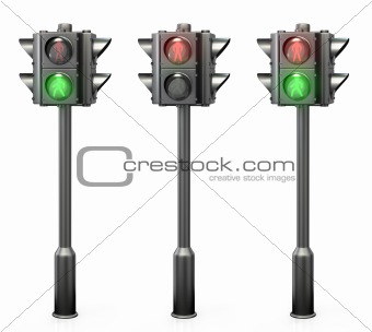 Set of pedestrian traffic lights