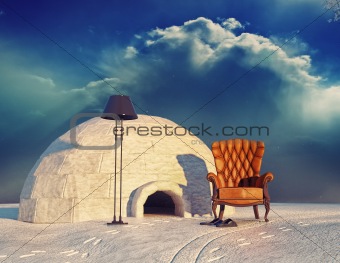 armchair and igloo