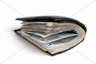 many banknotes in wallet