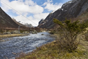 rural valley with riveron norway