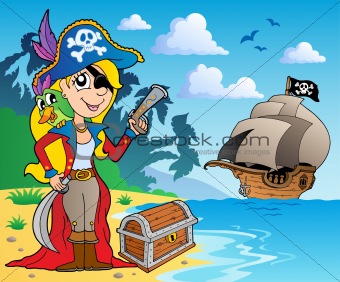 Pirate girl on coast 2