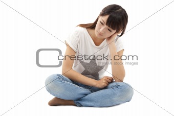sad and Depression young woman isolated on white