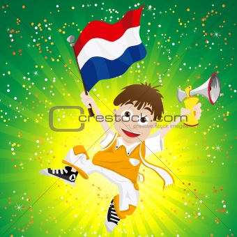 Dutch Sport Fan with Flag and Horn