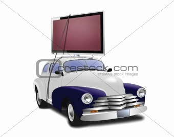 Car with TV on top