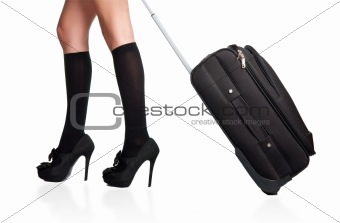 Businesswoman and suitcase