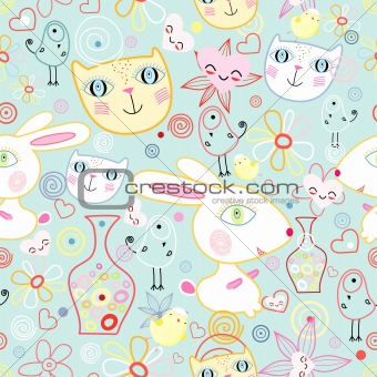 texture of funny cats and rabbits