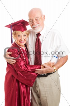 Elderly Graduate with Proud Husband