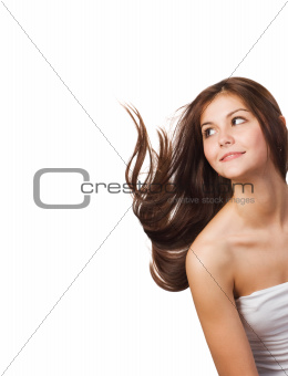 woman with streaming hair
