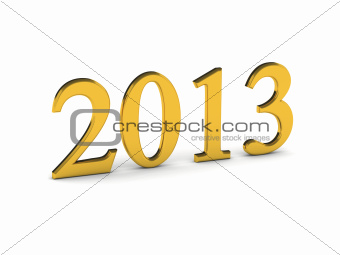 Year 2013 in gold numbers isolated on white