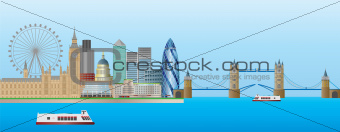 London Skyline Panorama Illustration