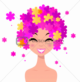 Beauty woman with floral hairstyle