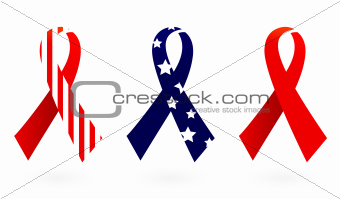 Usa flag ribbon set isolated on white