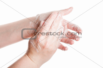 Washing female hands