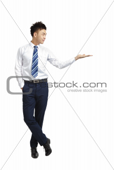 young businessman  shows your product