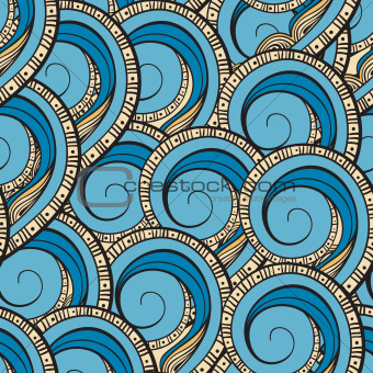 vector seamless ethnic pattern with waves