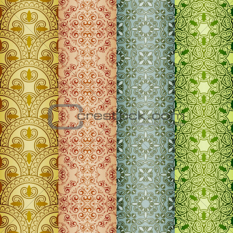 vector seamless patterns, oriental style