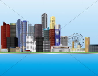 Singapore City Skyline Illustration