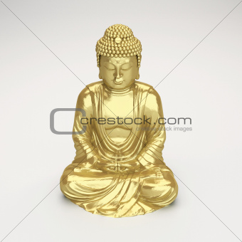 digital render of a golden buddha figurine