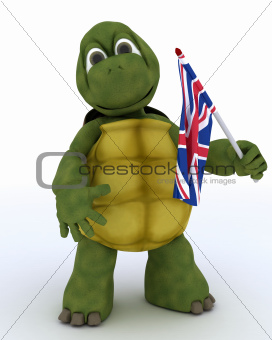 Tortoise with Union Jack Flag