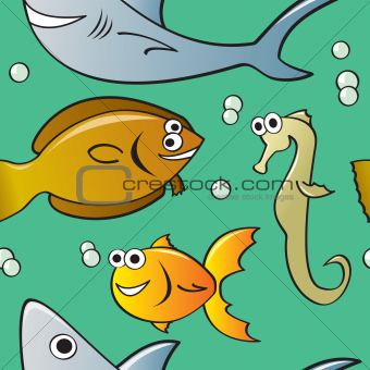 Seamless Cartoon Fish Pattern