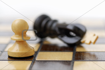 White Pawn Standing Over Defeated King.