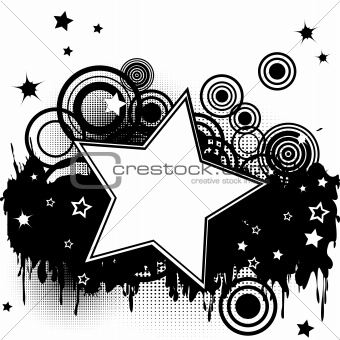 Grunge splash background with stars, circles and  place for your