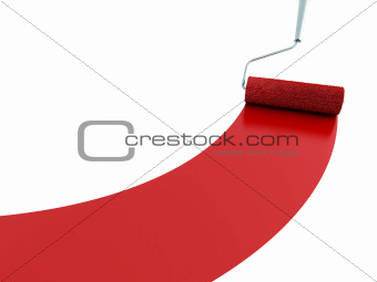 Strip of a red paint and the painting platen