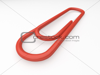 close up render of a red paper clip