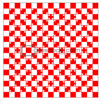 illusion of volume in red and white squares
