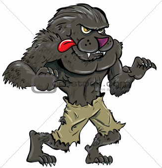 Cartoon werewolf with tongue