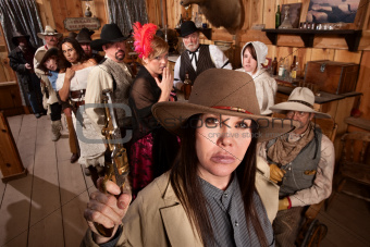 Dangerous Cowgirl in Old Saloon