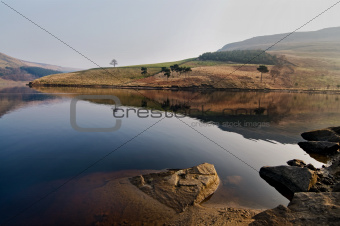 30- landscape of dovestone in early march morning