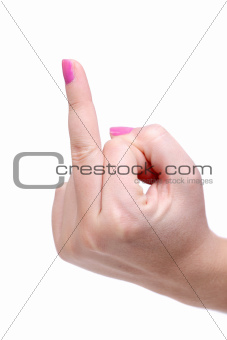 female hand with middle finger up
