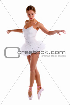 Portrait of ballerina dancing on pointes