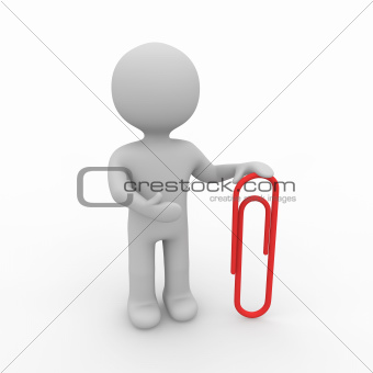 grey figure with a red paper clip