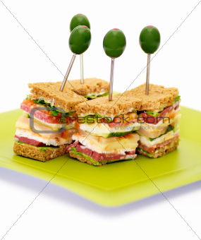 Snacks of Classical BLT Club Sandwich