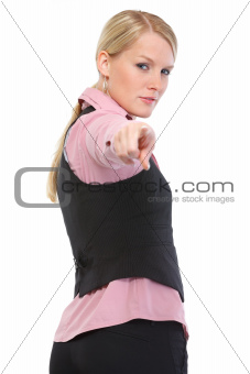 Woman pointing on you