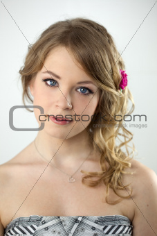 Studio Portrait of Young Teenager Girl / with hairstyle and light make-up