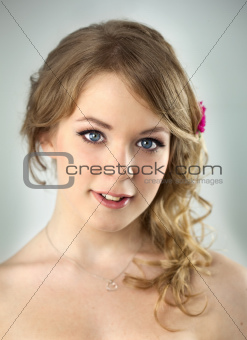 Studio Portrait of Young Teenager Girl / with hairstyle and ligh