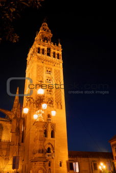 La Giralda tower by night