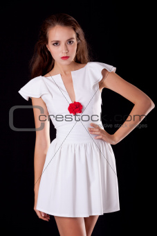 Unapproachable young woman in cocktail dress