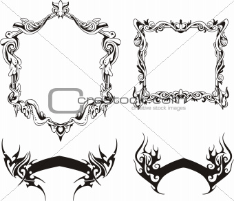 Decorative frames and ribbons