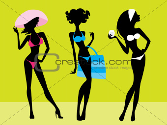 Three girls silhouettes