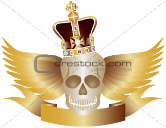Skull with Crown and WIngs